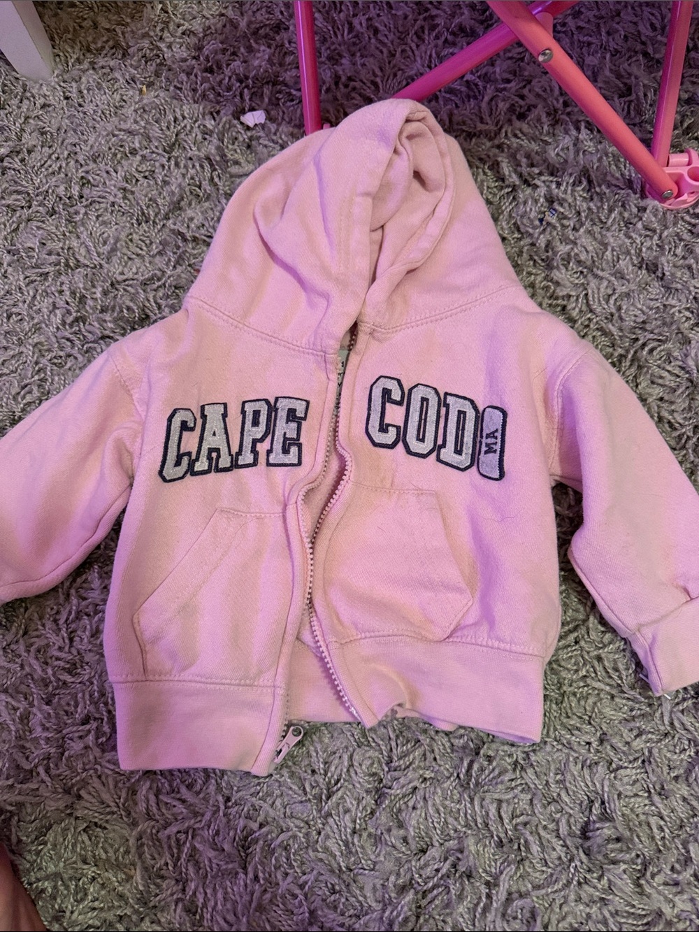 Pink Cape Cod Hooded Kids Zip Sweatshirt